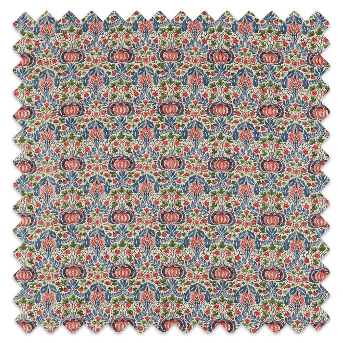 Swatch of Little Chintz Indigo/Carmine