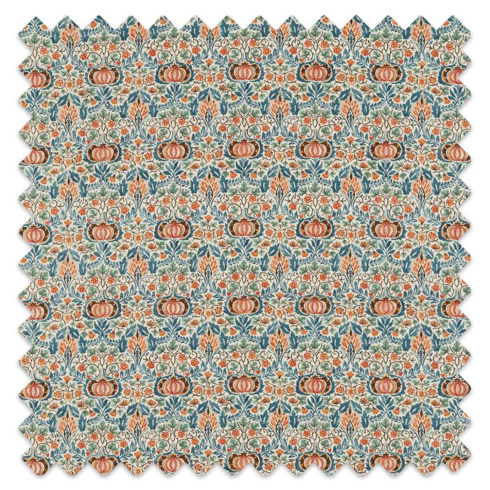 Swatch of Little Chintz Teal/Saffron