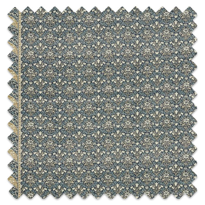 Swatch of Morris Bellflowers Indigo/Sage