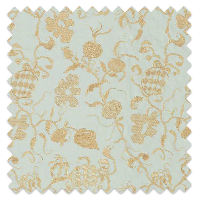 Swatch of Mydsommer Pickings Smog Blue/Lame Gold