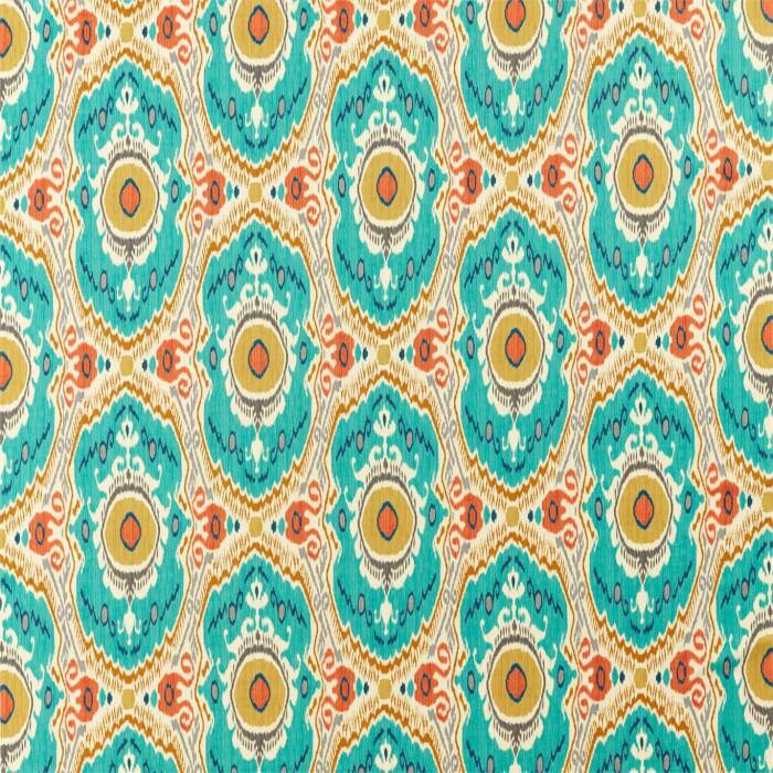 Niyali Teal/Saffron Fabric by Sanderson