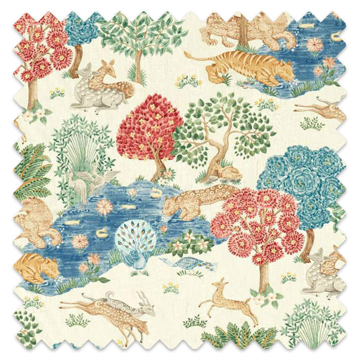 Swatch of Pamir Garden Cream/Indigo