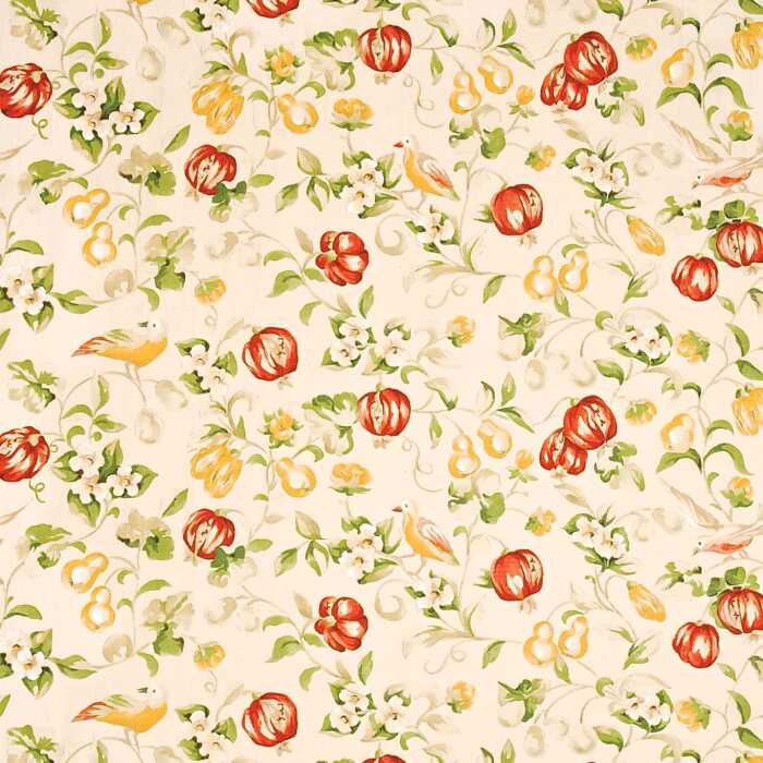 Pear & Pomegranate Lemon/Vermillion Fabric by Sanderson