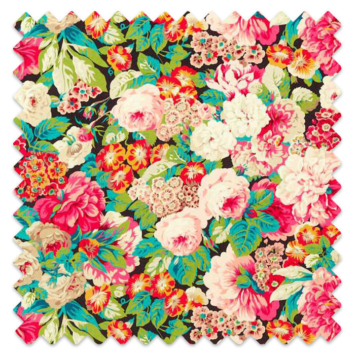 Swatch of Rose & Peony Cerise/Veridian