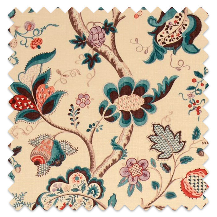 Swatch of Roslyn Teal/Cherry