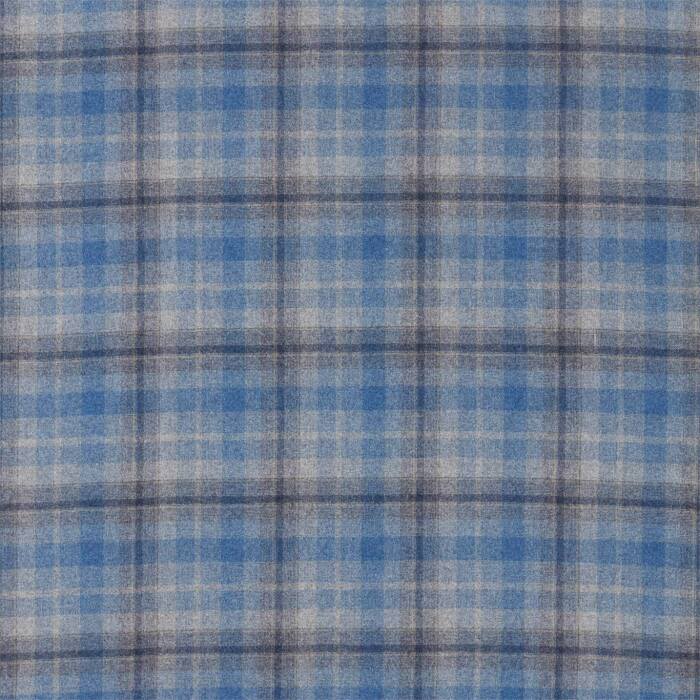 Samphrey Check Indigo/China Fabric by Sanderson