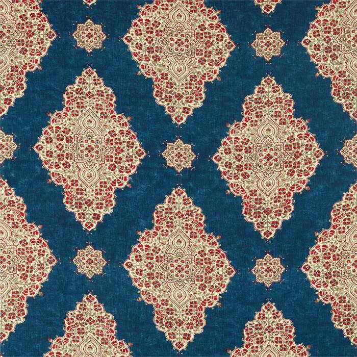 Siam Diamond Cobalt/Flame Fabric by Sanderson