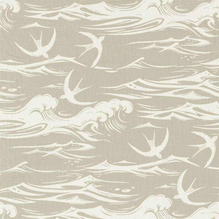 Swallows At Sea Linen Fabric by Sanderson