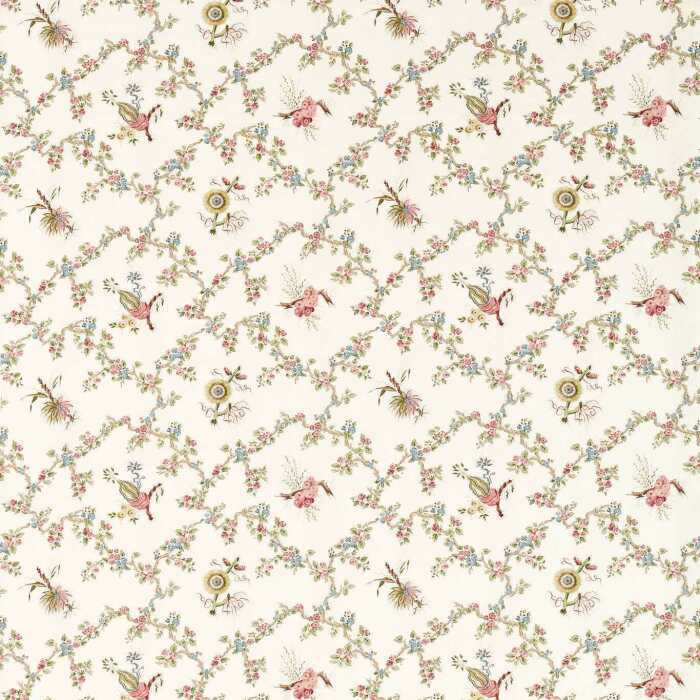 Trelliage Raspberry/Stone Fabric by Sanderson