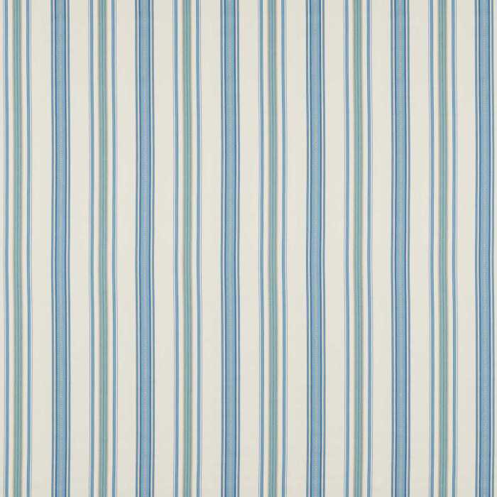 Valley Stripe Indigo/Ivory Fabric by Sanderson
