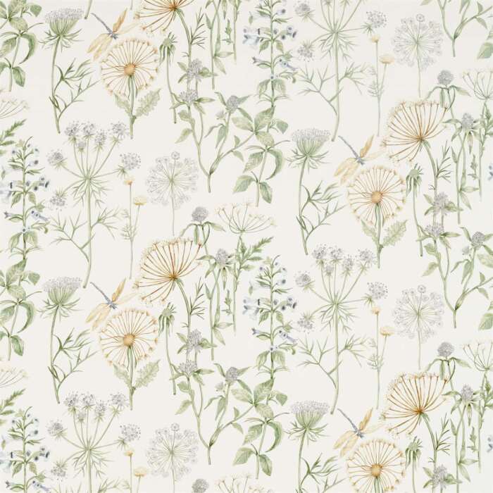 Wild Angelica Silver/Spring Leaf Fabric by Sanderson