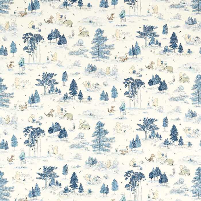 Winnie The Pooh Bonbon Blue Fabric by Sanderson
