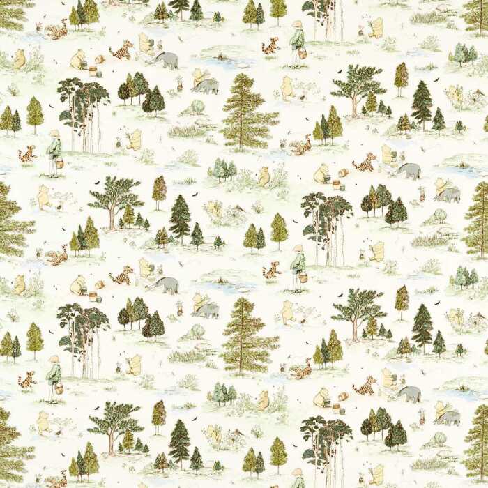 Winnie The Pooh Macaron Green Fabric by Sanderson