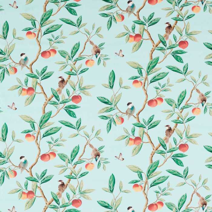 Ella Sky/Fig Leaf/Nectarine Fabric by Harlequin
