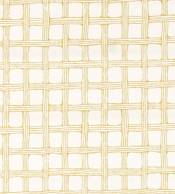 Fretwork Print Honey Fabric by Scion