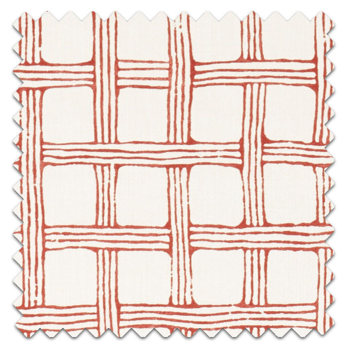 Swatch of Fretwork Print Ladybird Red