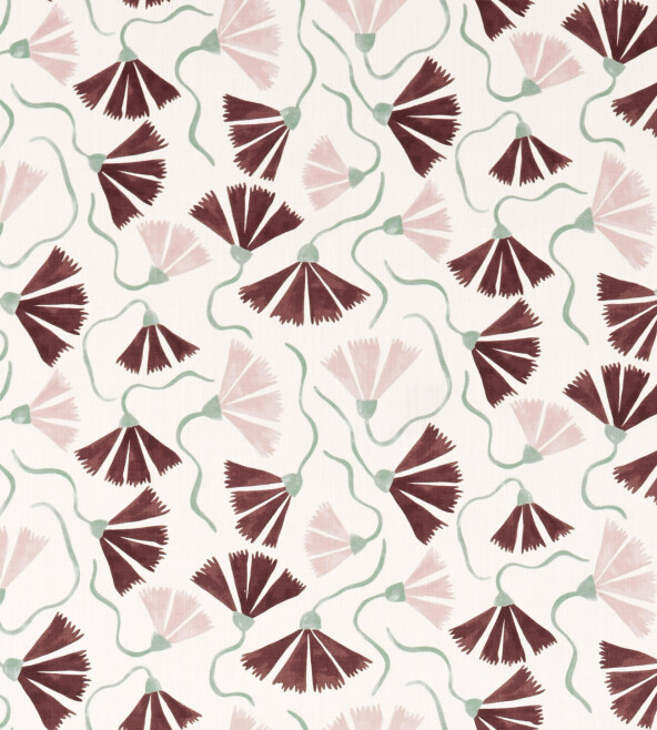 Fringed Poppy Print Dusk Pink Chestnut Fabric by Scion