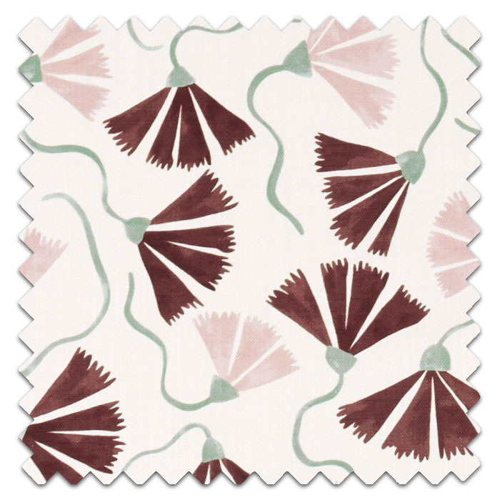 Swatch of Fringed Poppy Print Dusk Pink Chestnut