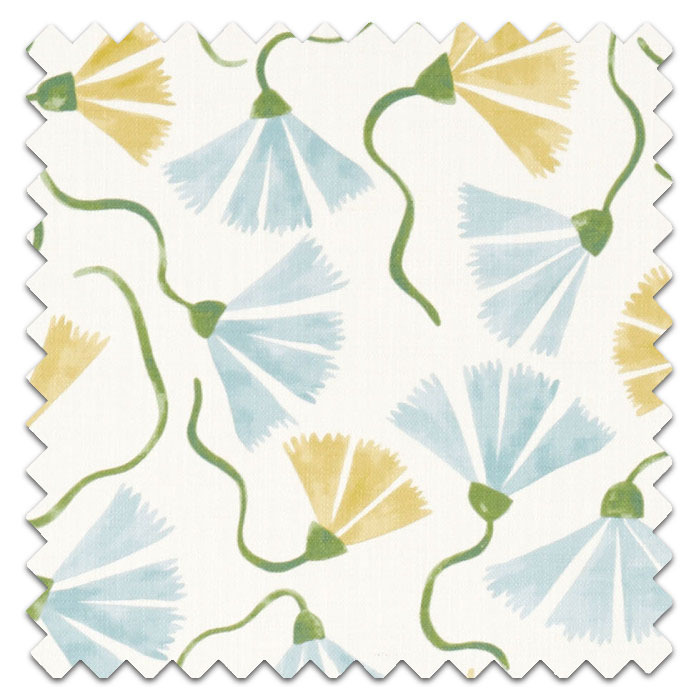 Swatch of Fringed Poppy Print Honey Cornflower