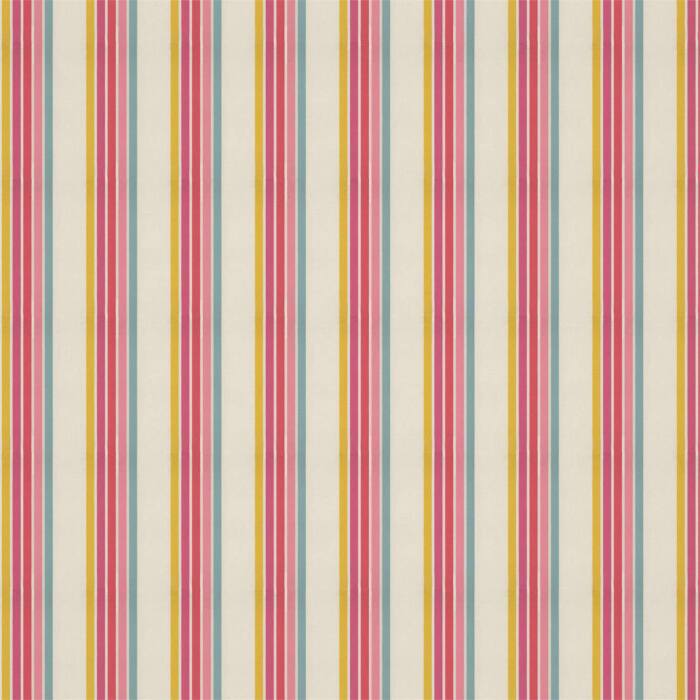 Helter Skelter Stripe Cherry/Blossom/Pineapple/Sky Fabric by Harlequin