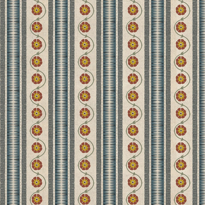 Indira Stripe Denim Cinnamon Fabric by Chess