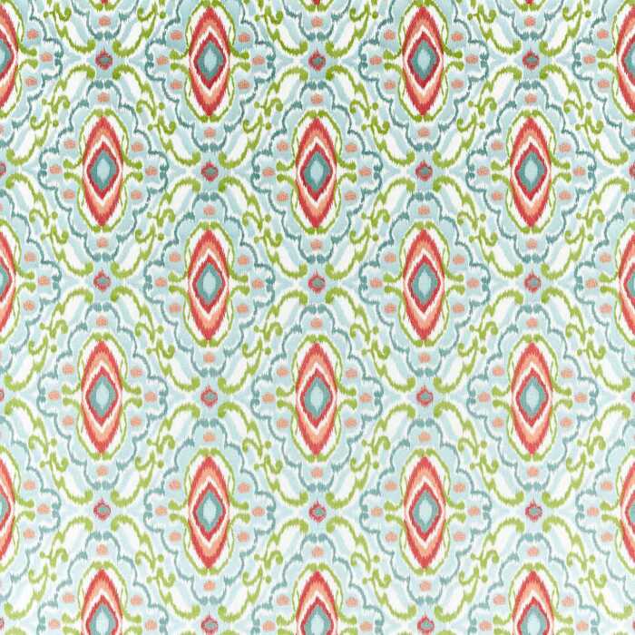 Ixora Sky/Cascade/Vermillion Fabric by Harlequin