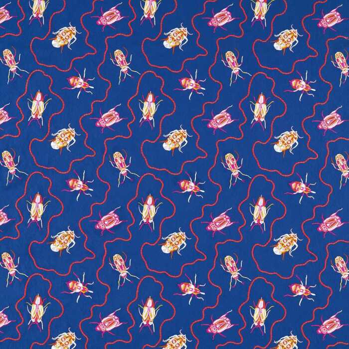 Jewel Beetles Lapis Fabric by Harlequin