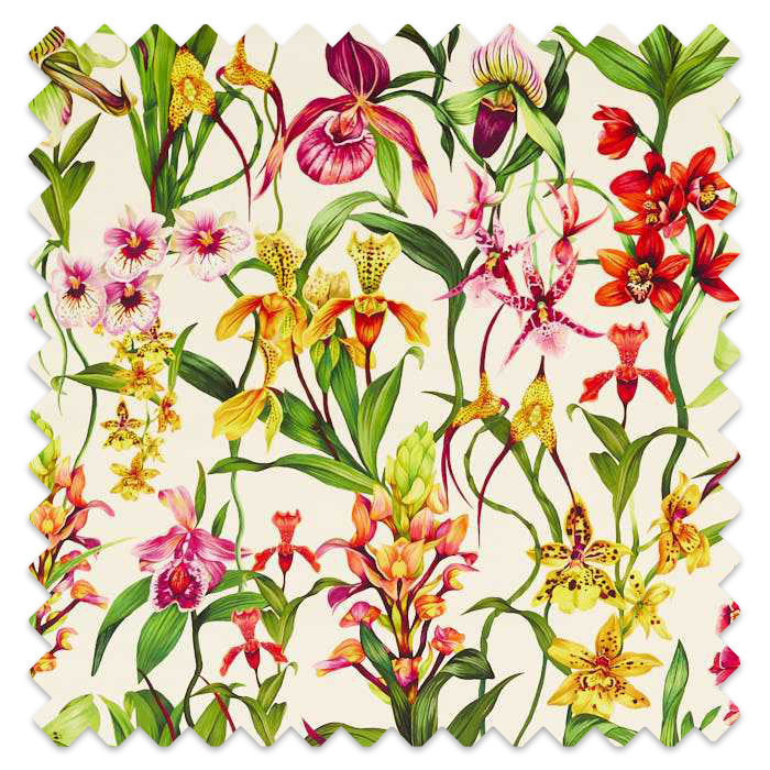 Swatch of Kalina Parchment/Forest/Azalea