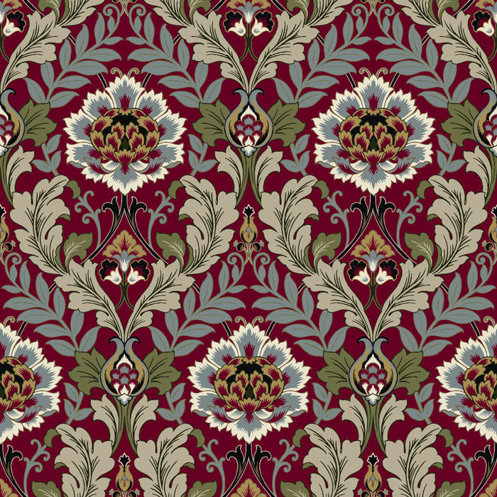 Kelmscott Claret Fabric by Chess