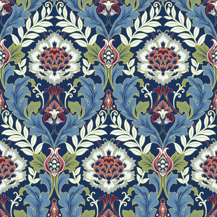 Kelmscott Thistle Blue Fabric by Chess