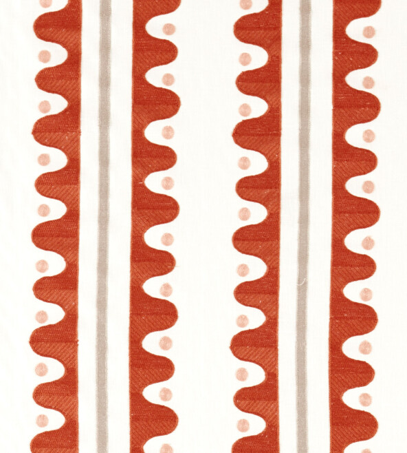 Oakham Embroidery Tomato Fabric by Scion