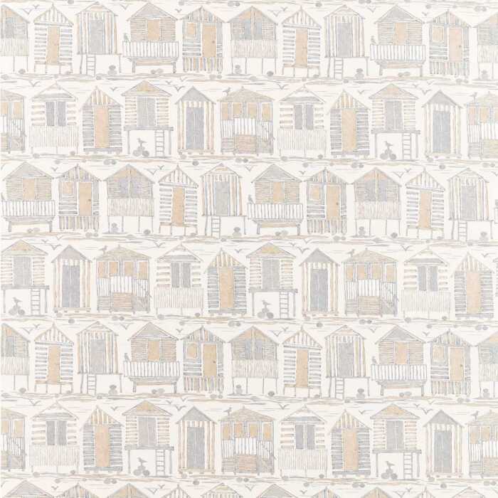 Beach Huts Driftwood Fabric by Sanderson