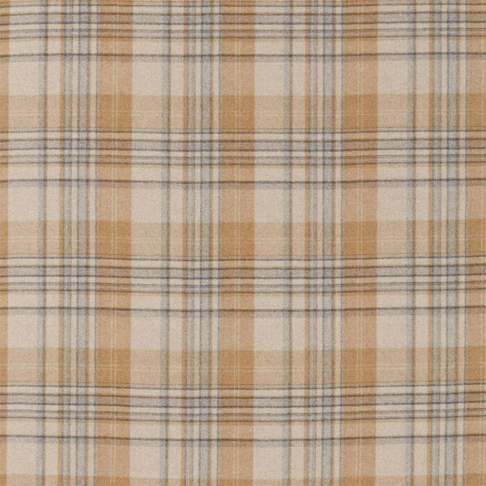 Bryndle Check Honey/Grey Fabric by Sanderson