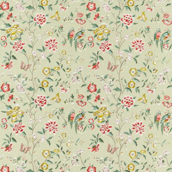 Chinoiserie Hall Bamboo And Rose Fabric by Sanderson