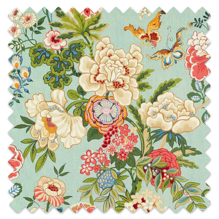 Swatch of Emperor Peony Jade/Apricot