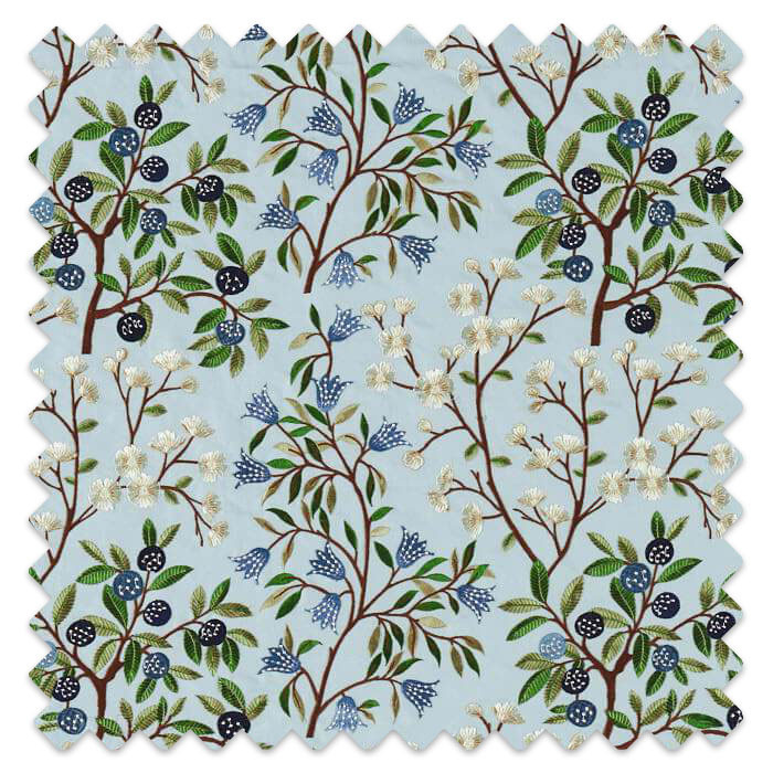 Swatch of Foraging Embroidery Dawn Blue