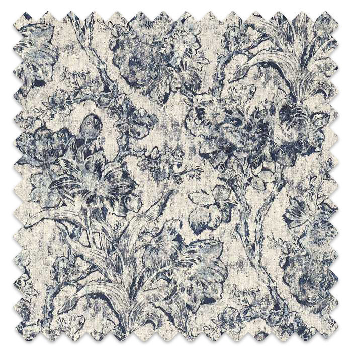 Swatch of Fringed Tulip Toile Woad