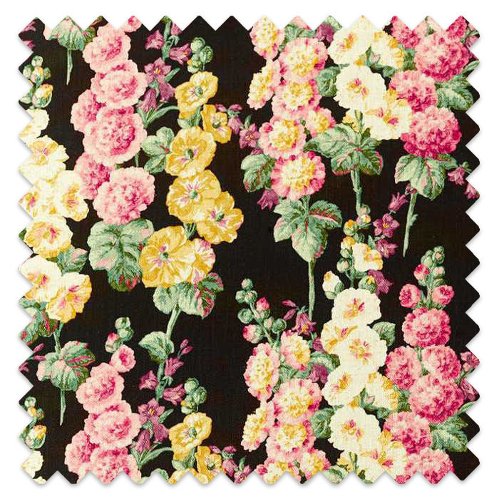 Swatch of Hollyhocks Ebony/Cerise