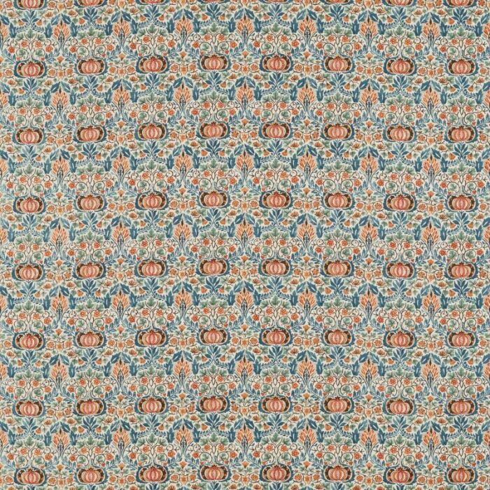 Little Chintz Teal/Saffron Fabric by Morris & Co