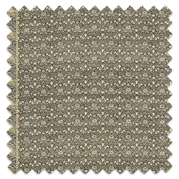 Swatch of Morris Bellflowers Charcoal/Olive