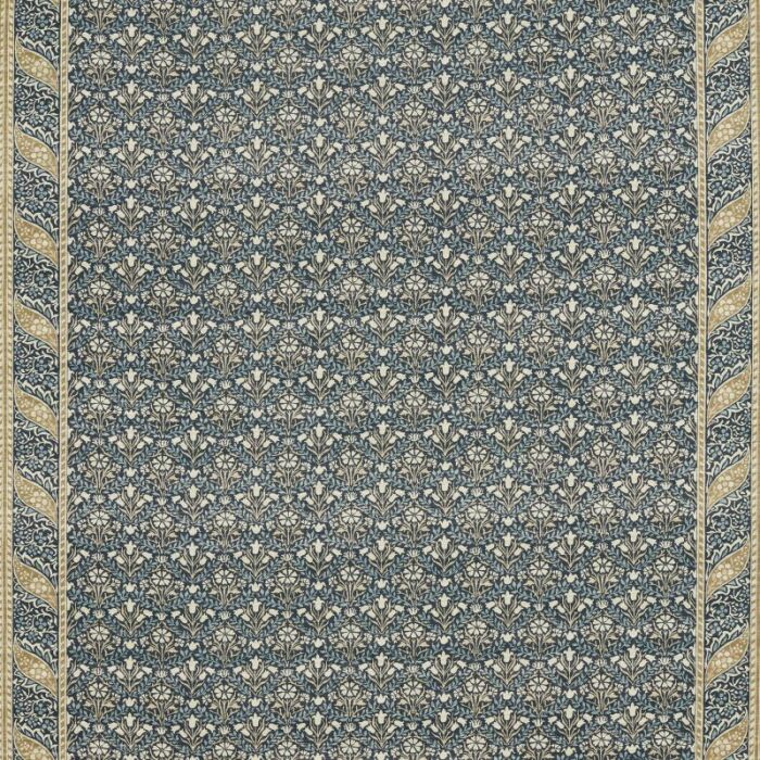 Morris Bellflowers Indigo/Sage Fabric by Morris & Co