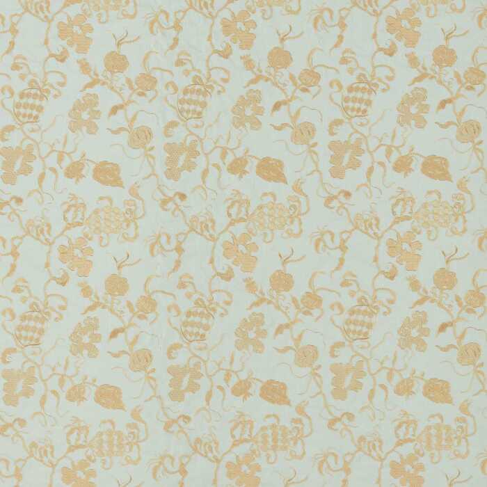 Mydsommer Pickings Smog Blue/Lame Gold Fabric by Sanderson