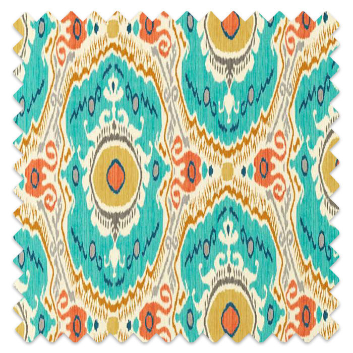 Swatch of Niyali Teal/Saffron