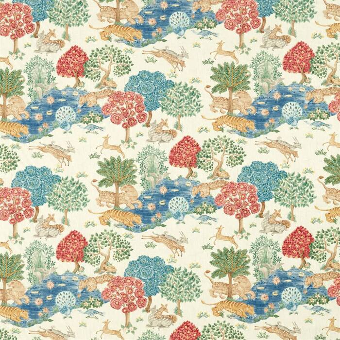 Pamir Garden Cream/Indigo Fabric by Sanderson