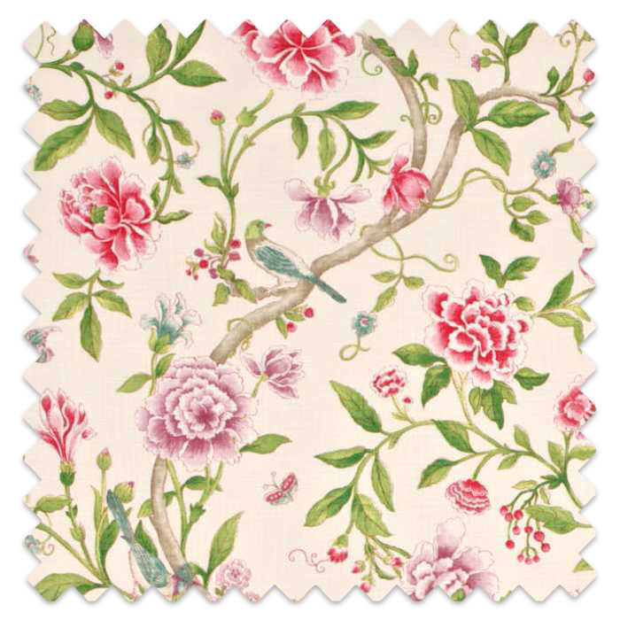 Swatch of Porcelain Garden Magenta/Leaf Green