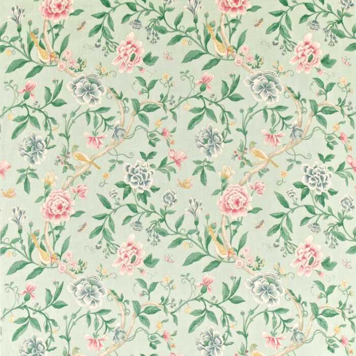 Porcelain Garden Rose/Duck Egg Fabric by Sanderson