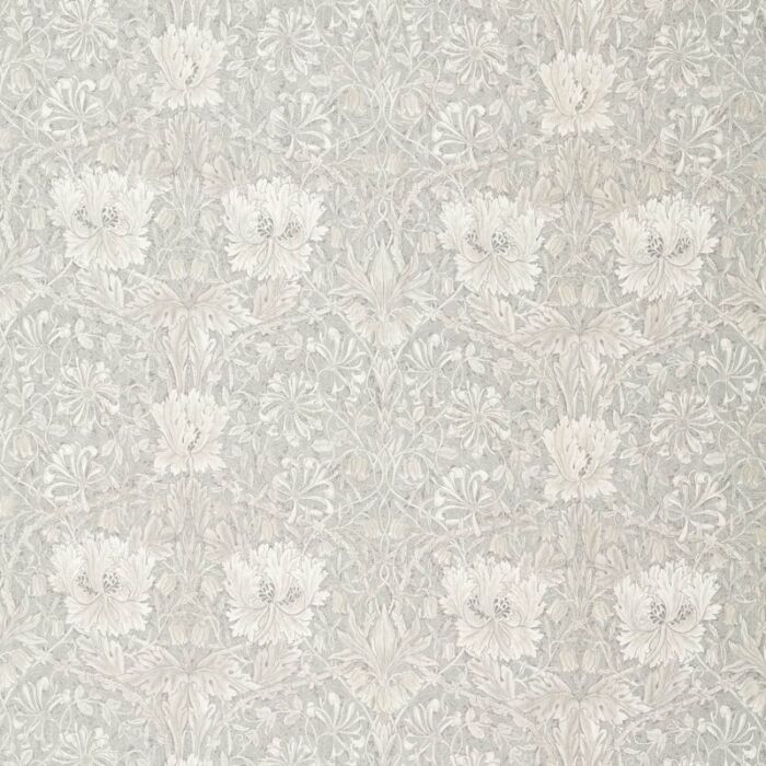 Pure Honeysuckle & Tulip Print Light Grey Blue Fabric by Morris & Co
