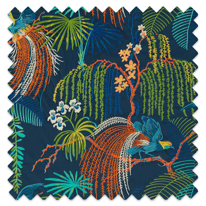 Swatch of Rain Forest Embroidery Tropical Night