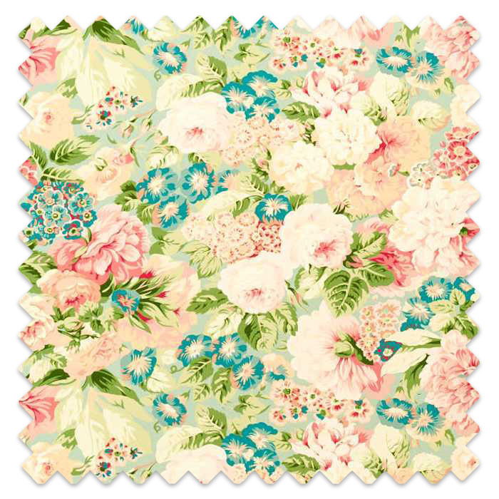 Swatch of Rose & Peony Sage/Coral