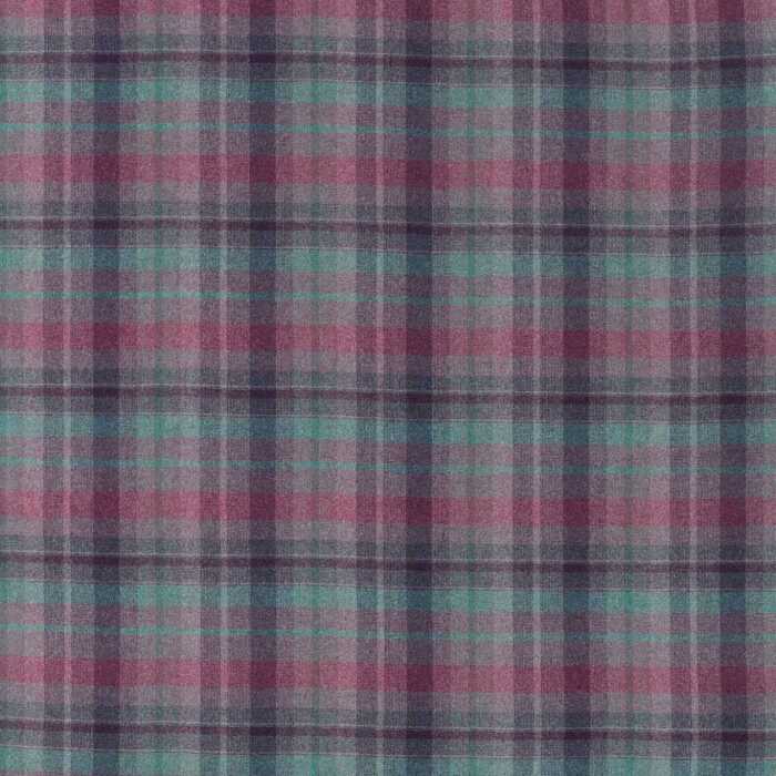 Samphrey Check Fig/Teal Fabric by Sanderson